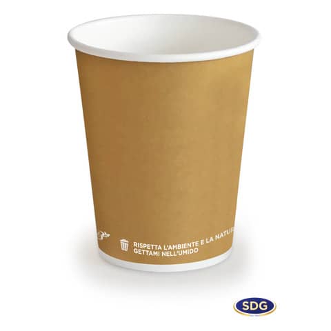Bicchiere 5,5 oz (195ml) in cartoncino Bio Scatolificio del Garda Avana – Conf. 50 pezzi – 315-65-S