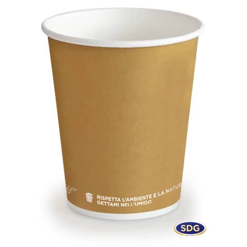 Bicchiere 8oz (240ml) Avana in cartoncino Bio Scatolificio del Garda Avana – Conf. 50 pezzi – 317-65-S