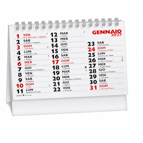 Calendario da Tavolo 2027 wire-o (13 fogli) 14,4×10,2 cm rosso/nero 27-CT400
