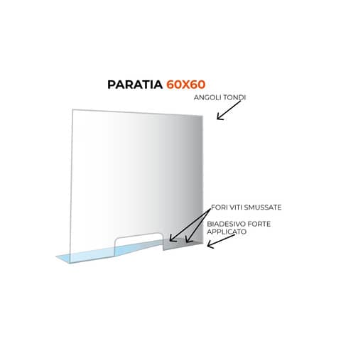 Paratia formato 60×60 cm policarbonato trasparente 05N01935375650