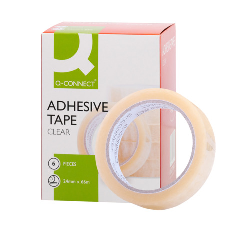 Nastro adesivo trasparente Q-Connect in PP 24 mm x 66 m – torre da 6 rotoli – KF27017