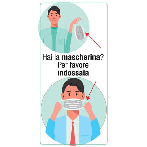 Adesivo segnaletico ”Hai la mascherina? Per favore indossala” 15×30 cm multicolore – 30032