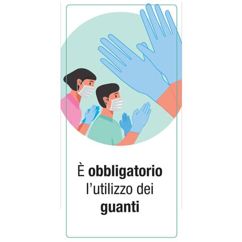 Adesivo segnaletico ”È obbligatorio l’utilizzo dei guanti” 15×30 cm multicolore – 30034