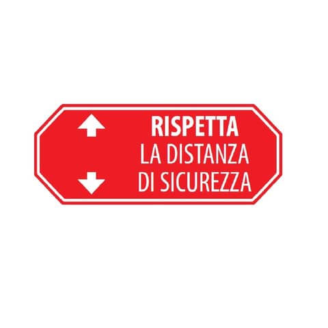 Adesivo di segnaletica a terra ”Rispetta la distanza di sicurezza – 1 m” 80×40 cm rosso/bianco/blu – 30018