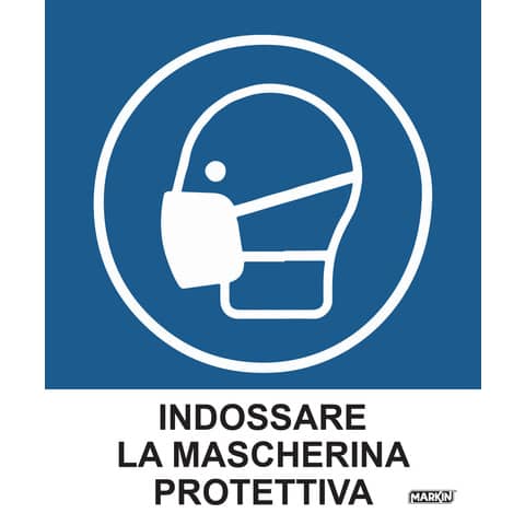 Adesivo segnaletico Markin ”Indossare la mascherina protettiva” in LWM 12,5×15,2 cm – Conf. 2 pezzi – X110COV-4