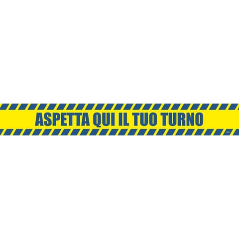 Adesivo segnaletico calpestabile Markin ”Aspetta qui il tuo turno” in PVC 98×8,5 cm – Conf. 2 pezzi – X290COV-10