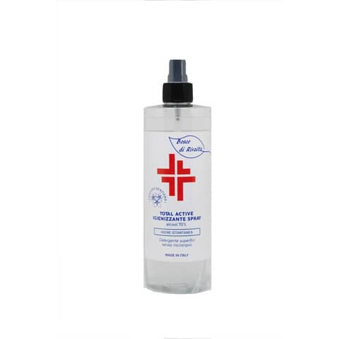 Spray igienizzante superfici (alcol 70%) 400 ml – Active linea Bosco di Rivalta – flacone trasparente – BOS026
