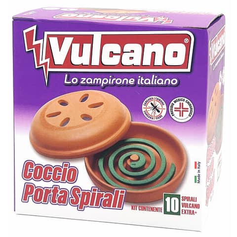 Insetticida zampirone per esterni Vulcano conf. 10 spirali + supporto in coccio – 18206