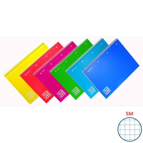 Maxi quaderno spiralato One Color A4 – 80 g/m² – 80+1 ff – 5M – colori assortiti – 2935