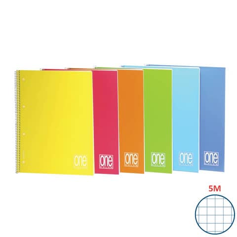 Quaderno spiralato One Color A5 – 80 g/m² – 80+1 ff – 5M – colori assortiti – 2938