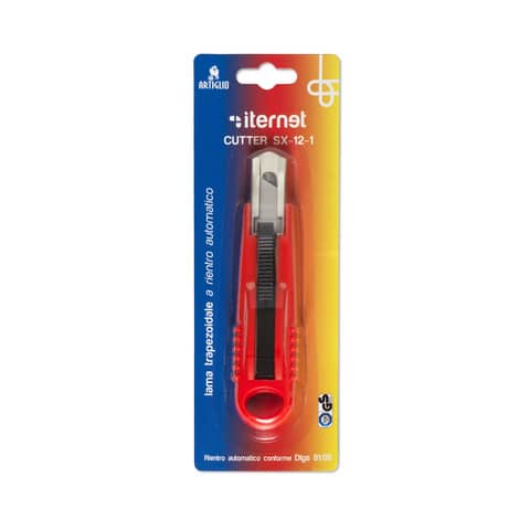 Cutter con lama trapezoidale a rientro automatico Artiglio SX-12-1 rosso lama 18 mm – 4330B