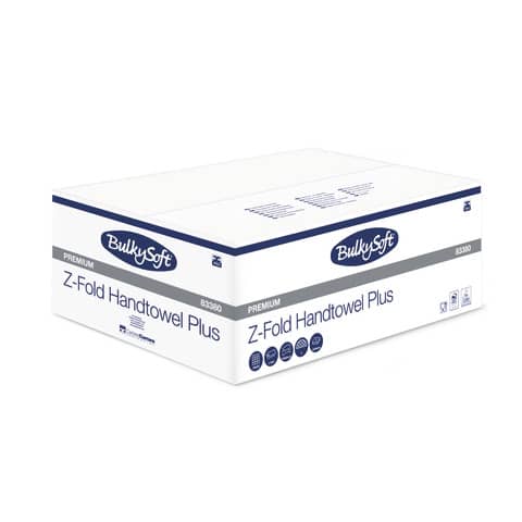Asciugamani interfogliati piagatura a Z Bulkysoft 21,5×24 cm bianco Cf. 25 fascette da 150 fogli – 83380.E20