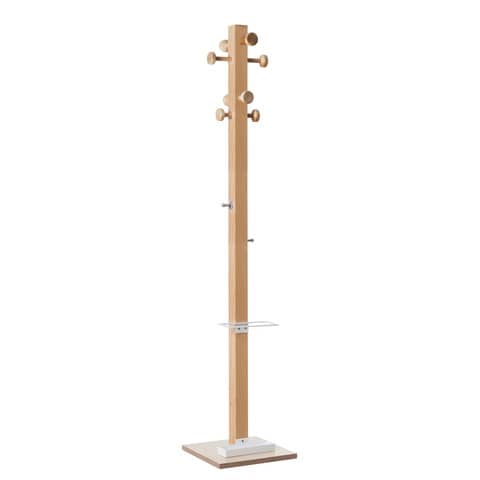 Appendiabiti da terra in legno Paperflow 8 ganci Wood Range Modello C  35x35x178 cm bianchi – K700010