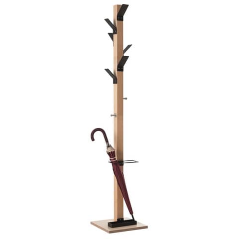 Appendiabiti da terra in legno Paperflow Wood Range Modello A  35x35x178 cm  6 ganci poliestere neri – K700001