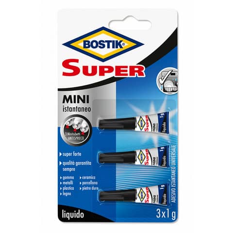 Colla attaccatutto cianoacrilica Bostik Super Mini liquido tubetto monodose  3×1 gr  D2743