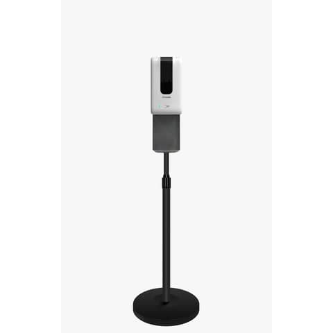 Piantana con dispenser gel igienizzante touchless 1200 ml struttura in metallo nero e salva goccia h. 96-150 cm – MS003