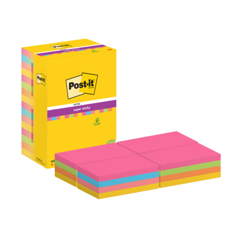 Foglietti riposizionabili  Post-it® Super Sticky Color Notes 127×76 mm Tower Pack 16 blocchetti da 90 ff