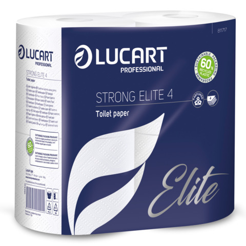 Carta igienica 4 veli Lucart Strong Elite – rotolo da 140 strappi 9,6x 13,5 cm bianco –  Conf. 4 rotoli – 811717