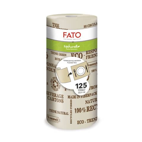 Tovaglietta a 3 veli Fato Natural in rotolo da 125 strappi di 312×400 mm 881231