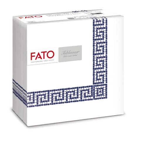 Tovaglioli piegati 1 velo Fato Tablewear 40×40 cm pura cellulosa decoro Mykonos blu – conf. 50 pezzi – 88446100