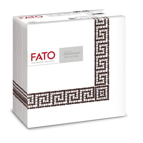 Tovaglioli piegati 1 velo Fato Tablewear 40×40 cm pura cellulosa decoro Mykonos cioccolato – Conf. 50 pezzi – 88446200