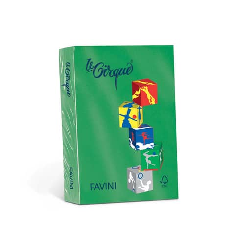 Carta colorata Favini Le Cirque A4 160  g/m² colori forti Verde prato 203 – risma da 250 fogli – A74M304