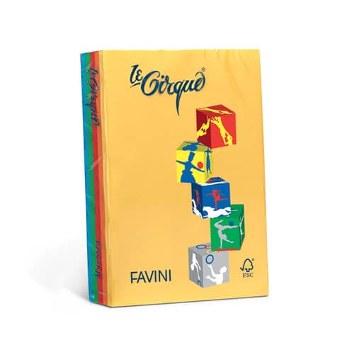 Carta colorata Favini Le Cirque A4 80 g/m² assortiti 5 colori forti risma da 500 fogli – A71X514