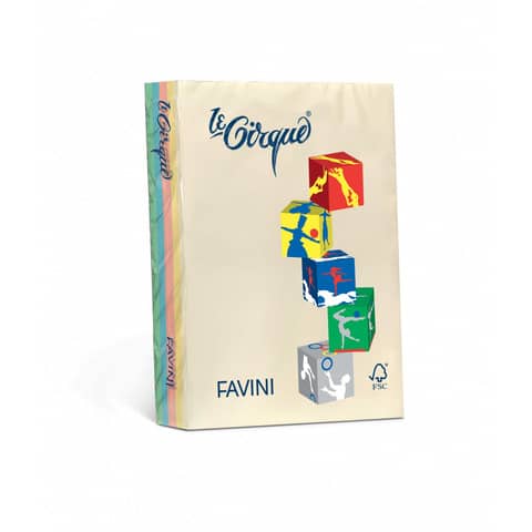Carta colorata Favini Le Cirque A4 160 g/m² assortiti 5 colori tenui risma da 250 fogli – A74X304