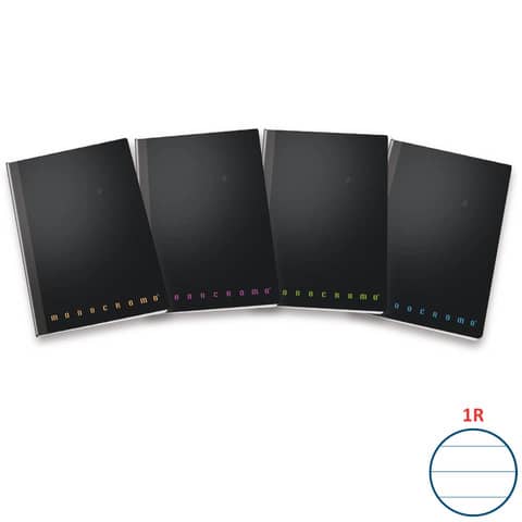 Maxi quaderno Pigna Monocromo A4 – 80 g/m² – 62 ff – 1R – assortiti – conf. 5 pezzi – 02312181R