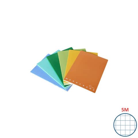 Maxi quaderno Pigna Monocromo Green A4 – 80 g/m² – 42 ff – 5M – copertine assortite – conf. 10 pezzi – 02309785M