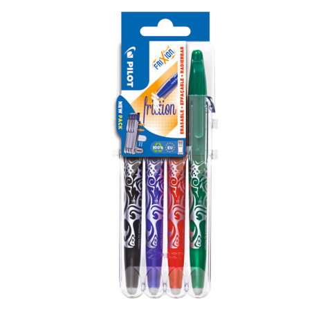 Penne a sfera cancellabili Pilot Frixion Ball 0,7 mm nero blu rosso verde Set2go 4 pezzi  – 006821
