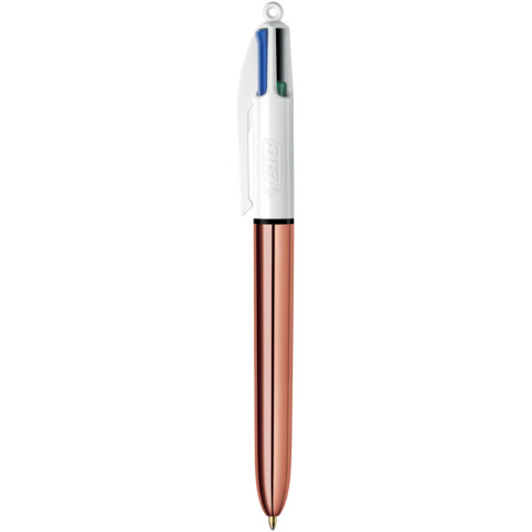 Penna a sfera a scatto BIC 4 Colours Shine fusto Rose Gold – assortiti 4 colori – 504894