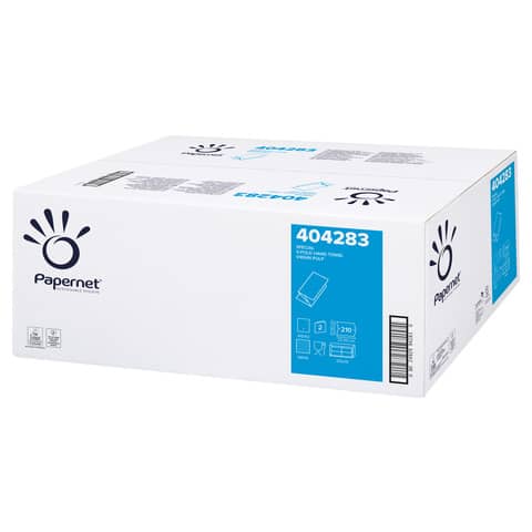 Asciugamani interfogliati piegati a V Papernet 2 veli – 21×22 cm – bianco Conf. 15 fascette da 210 pezzi- 404283