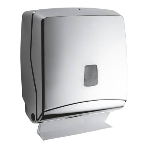 Mini distributore di carta asciugamani Hylab Sterling – capacità 300 fazzoletti 28,5×14,5×30 cm argento – STE-FO2/SS