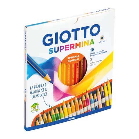 Matite colorate GIOTTO Supermina assortiti conf. 18 pezzi + 2 matite Lyra Temagraph HB e 2B – F23630000