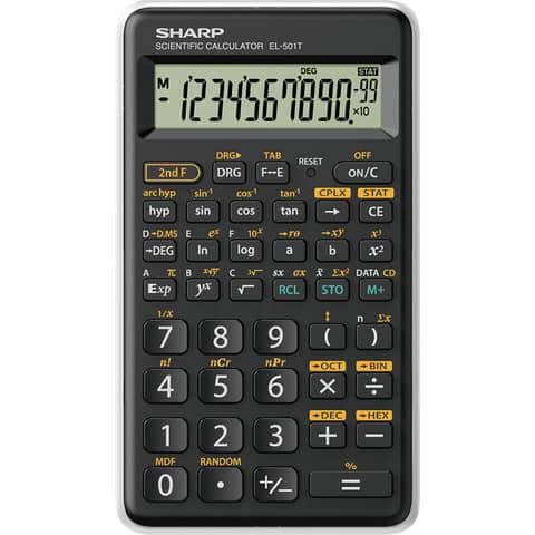 Calcolatrice scientifica Sharp EL-501T con 146 funzioni e ampio display 10+2 cifre bianca – EL501TBWH