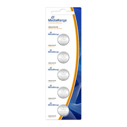 Blister da 5 batterie al litio a bottone Media Range CR1620 3V – MRBAT130