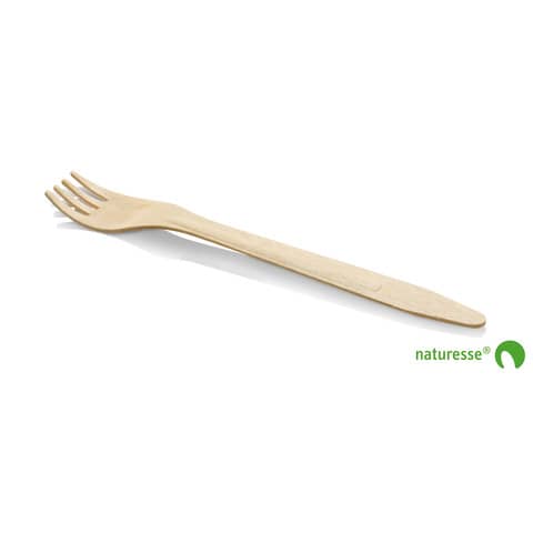 Forchette in legno monouso Scatolificio del Garda – 165 mm avana – Conf. 100 pezzi – 11969