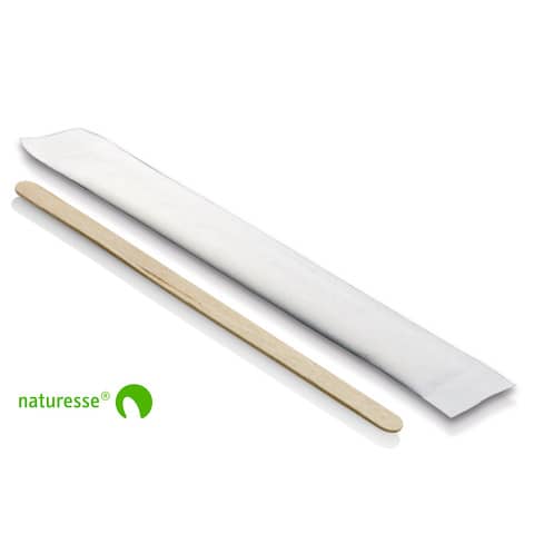 Palette da caffè in legno monouso 114 mm Scatolificio del Garda – imbustate con box dispenser – Conf. 1000 pezzi – 11406