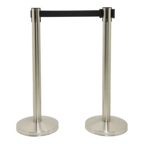 Set di 2 colonne segnapercorso Securit® 93x33x33 cm nastro retrattile nero 210 cm acciaio inox  grigio-nero RS-RT-LW-CH