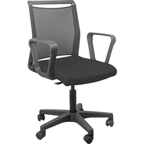 Sedia operativa girevole Unisit Light N smart – schienale in rete nero – con braccioli – rivestimento eco LLE/BRN/EN
