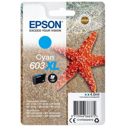 Cartuccia Epson 603 XL ciano C13T03A24010