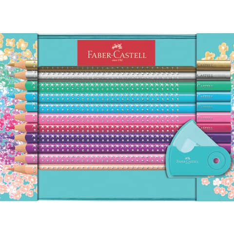 Matite colorate Faber-Castell Sparkle colori assortiti 20 matite + 1 temperino sleeve mini turchese – 201641