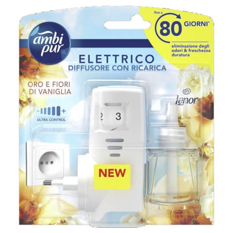 Starter Kit diffusore elettrico più ricarica Ambi Pur Lenor 20 ml  Oro e fiori di vaniglia – AH96
