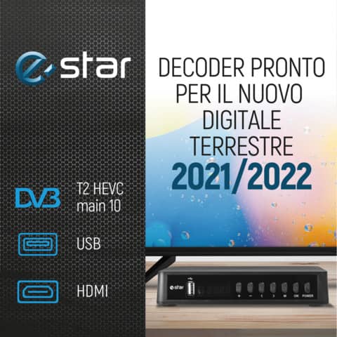 Ricevitore digitale terrestre eSTAR  T2 618 UHD – DVBT-2 RJ45  nero – T2 618 UHD