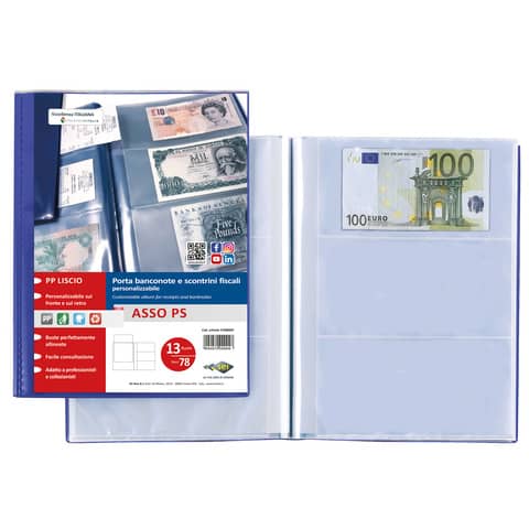Porta banconote e scontrini fiscali Sei Rota ASSO PS 13 buste – blu 57000007