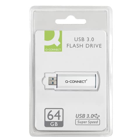 Chiavetta USB 3.0 in blister Q-Connect Flash drive argento/nero – 64 GB – KF16371