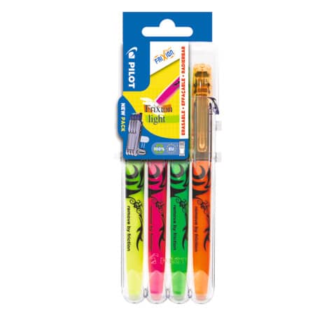 Evidenziatore a penna cancellabile Pilot Frixion Light – punta 3,3 mm – 4 colori – Set2go 4 pezzi – 009134