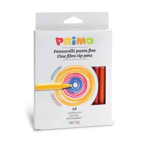 Pennarelli superlavabili punta fine Primo diametro 2,5 mm – colori assortiti scatola di cartone 12 pezzi – 601PEN12