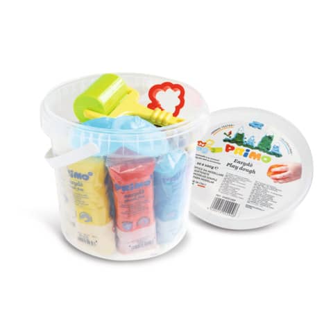 Panetti pasta soffice da modellare Primo Easydò 100 g – secchiello 10 colori assortiti più accessori 294ED10GF
